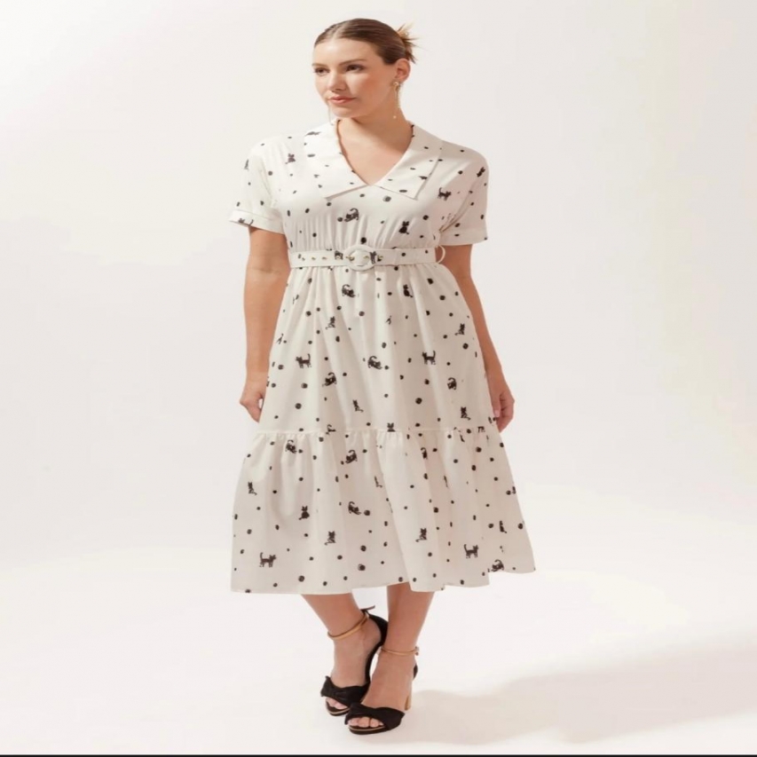 VESTIDO MIDI CNT FELINO BOLA III TAM M REF. 082468024402