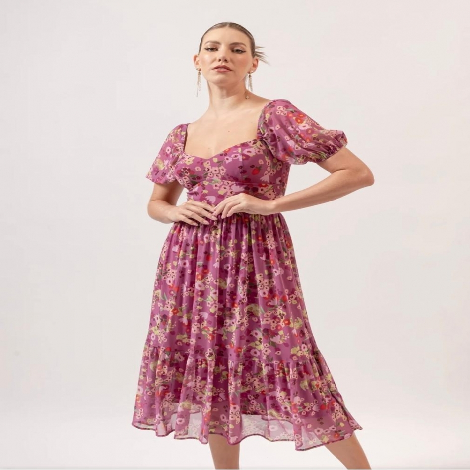 VESTIDO MIDI FRAMBOESA   GG REF. 431