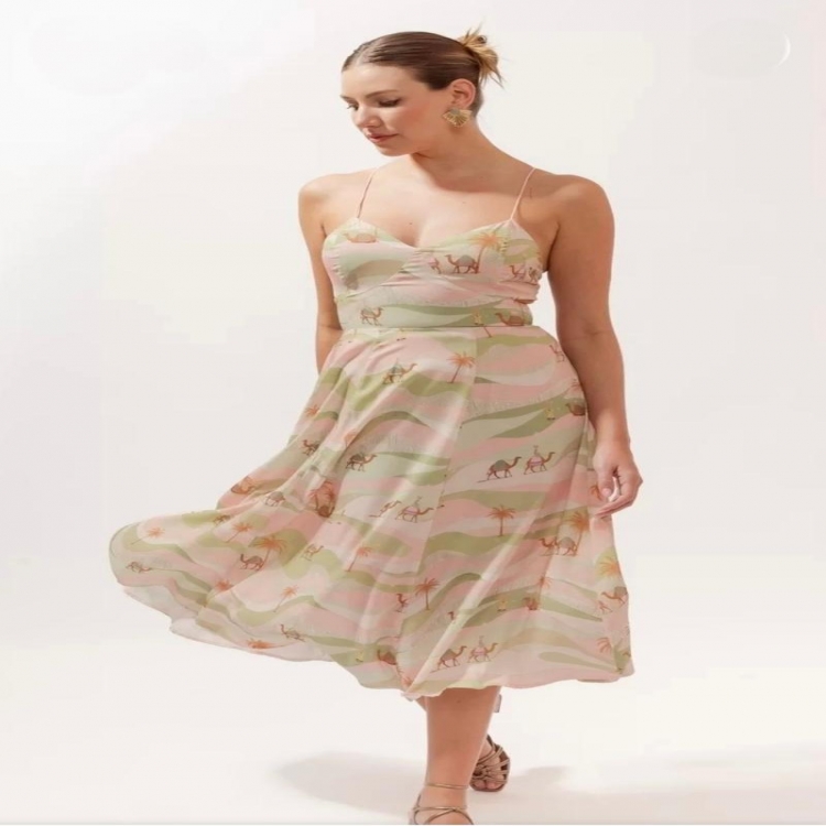 VESTIDO MIDI DUNAS ROSA TAM M REF. 432
