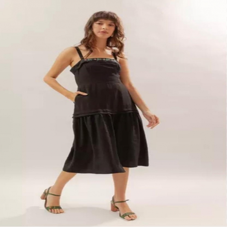 VESTIDO MIDI LUSCO FUSCO PRETO  P REF. 082657000201